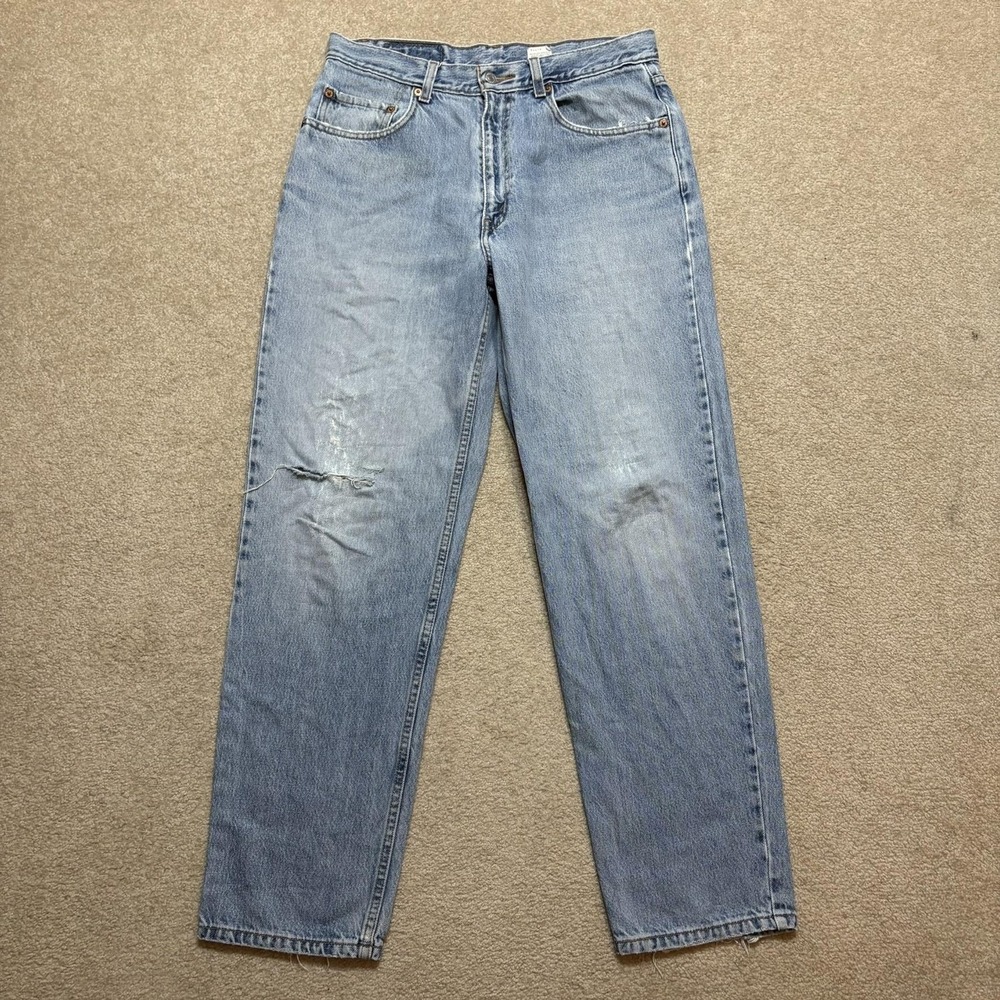 Levis 550 Jeans Mens 32x30 Blue Relaxed Tapered Leg Distressed Denim Pants 90s